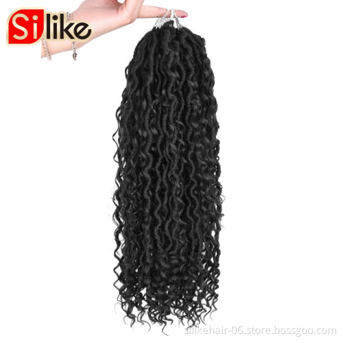 Crochet hair with Curly Ends River Locs New Boho Goddess Locs Crochet Hair 18 inch Hippie Faux Locs Wavy Crochet Curly Hair